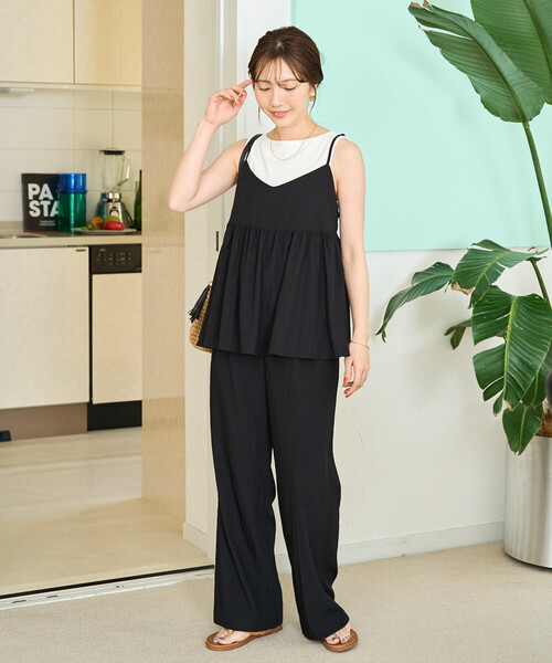 FREAK'S STORE（フリークスストア）の「限定展開　ナイロン ワッシャー キャミ パンツ セットアップ（つなぎ/オールインワン・レディース・ブラック/ブルーグリーン/ベージュ/オレンジ/ネイビー/ブラウン・SMALL/MEDIUM）」の7枚目の写真