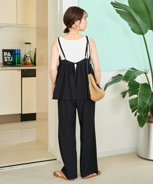 FREAK'S STORE（フリークスストア）の「限定展開　ナイロン ワッシャー キャミ パンツ セットアップ（つなぎ/オールインワン・レディース・ブラック/ブルーグリーン/ベージュ/オレンジ/ネイビー/ブラウン・SMALL/MEDIUM）」の8枚目の写真