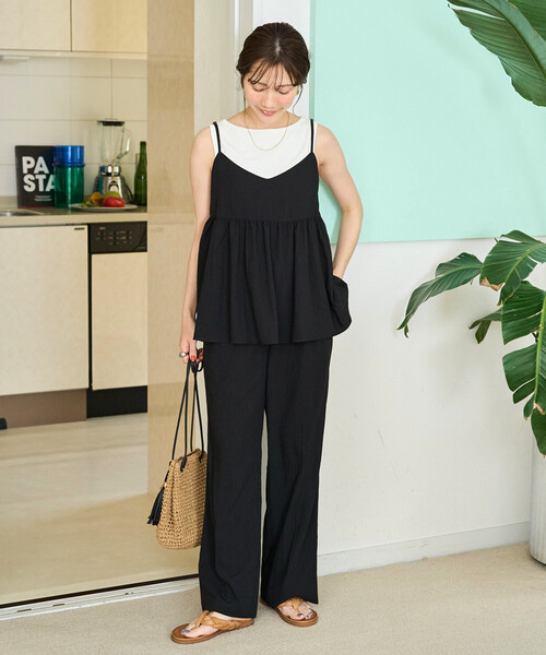 FREAK'S STORE（フリークスストア）の「限定展開　ナイロン ワッシャー キャミ パンツ セットアップ（つなぎ/オールインワン・レディース・ブラック/ブルーグリーン/ベージュ/オレンジ/ネイビー/ブラウン・SMALL/MEDIUM）」の10枚目の写真