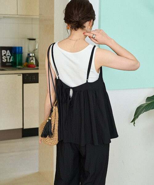 FREAK'S STORE（フリークスストア）の「限定展開　ナイロン ワッシャー キャミ パンツ セットアップ（つなぎ/オールインワン・レディース・ブラック/ブルーグリーン/ベージュ/オレンジ/ネイビー/ブラウン・SMALL/MEDIUM）」の13枚目の写真