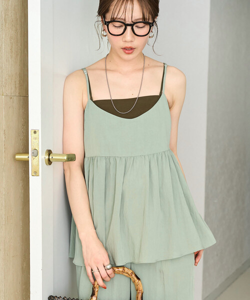 FREAK'S STORE（フリークスストア）の「限定展開　ナイロン ワッシャー キャミ パンツ セットアップ（つなぎ/オールインワン・レディース・ブラック/ブルーグリーン/ベージュ/オレンジ/ネイビー/ブラウン・SMALL/MEDIUM）」の21枚目の写真