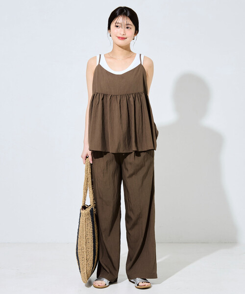 セール】限定展開 ナイロン ワッシャー キャミ パンツ セットアップ