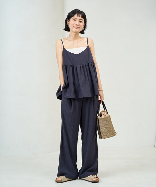 セール】限定展開 ナイロン ワッシャー キャミ パンツ セットアップ