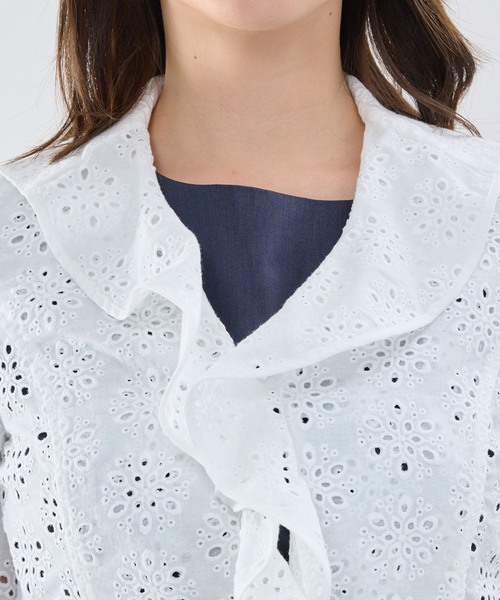 NARACAMICIE（ナラカミーチェ）の「【NARACAMICIE】アイレットレース七分袖ジャケット（テーラードジャケット・レディース・ホワイト・M）」の5枚目の写真