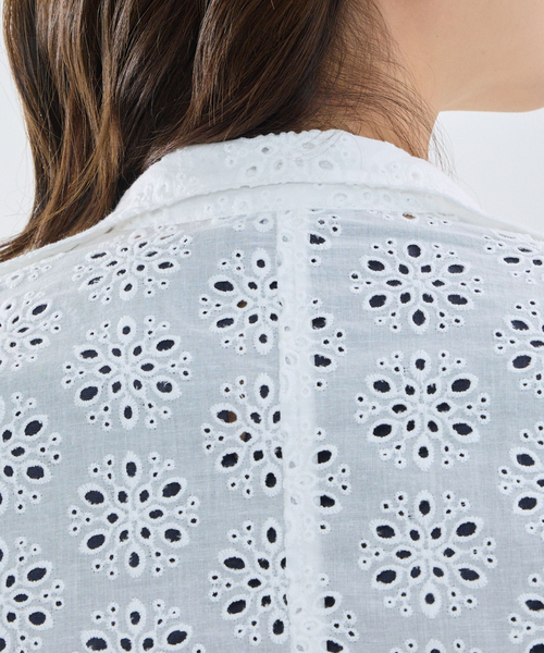 NARACAMICIE（ナラカミーチェ）の「【NARACAMICIE】アイレットレース七分袖ジャケット（テーラードジャケット・レディース・ホワイト・M）」の6枚目の写真