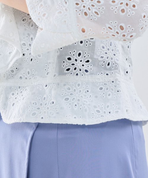 NARACAMICIE（ナラカミーチェ）の「【NARACAMICIE】アイレットレース七分袖ジャケット（テーラードジャケット・レディース・ホワイト・M）」の9枚目の写真
