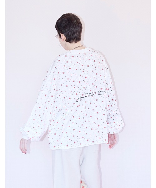 Little sunny bite（リトルサニーバイト）の「【8】【it】【Little sunny bite】hello kitty x little sunny bite star print long tee（Tシャツ/カットソー・レディース・ピンク/ホワイト/ブラック・MEDIUM/SMALL）」の7枚目の写真