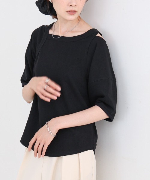 Bab(バブ)の「アシメコクーンスリーブカットソー(Tシャツ/カットソー・レディース・ブラック/ブルー/オフホワイト・FREE)」の2枚目の写真