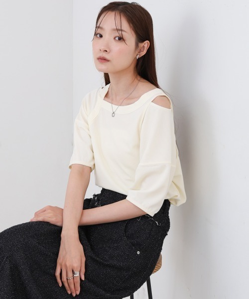 Bab(バブ)の「アシメコクーンスリーブカットソー(Tシャツ/カットソー・レディース・ブラック/ブルー/オフホワイト・FREE)」の6枚目の写真