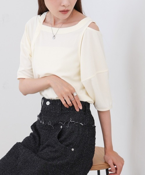 Bab(バブ)の「アシメコクーンスリーブカットソー(Tシャツ/カットソー・レディース・ブラック/ブルー/オフホワイト・FREE)」の13枚目の写真