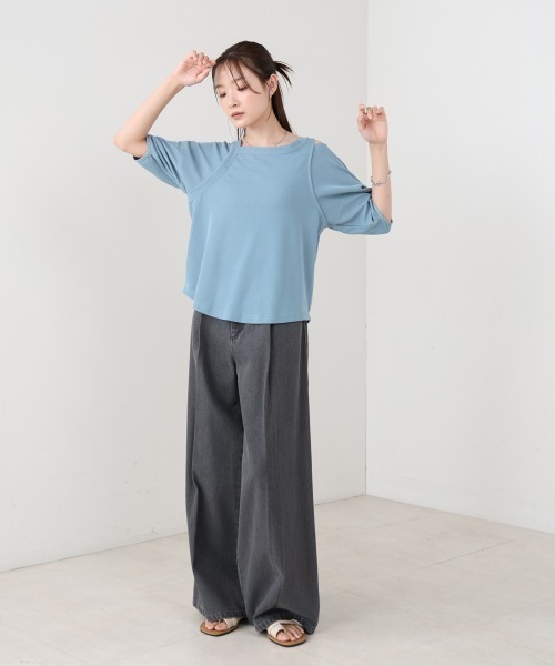 Bab(バブ)の「アシメコクーンスリーブカットソー(Tシャツ/カットソー・レディース・ブラック/ブルー/オフホワイト・FREE)」の19枚目の写真