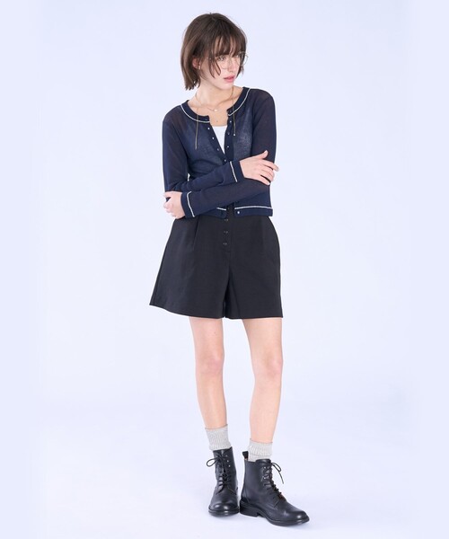 To b. by agnes b.（トゥービーバイアニエスベー）の「シアー リブ 長袖 ニット カーディガン（カーディガン/ボレロ・レディース・ネイビー・FREE）」の4枚目の写真