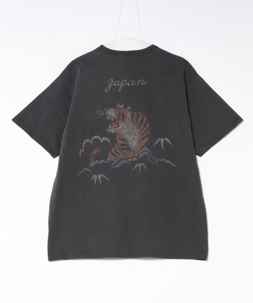HOUSTON(ヒューストン)の「【HOUSTON】PIGMENT U.S.COTTON PRINT TEE(TIGER) 22395(Tシャツ/カットソー・メンズ・ナチュラル/ブラック・L/M)」の4枚目の写真