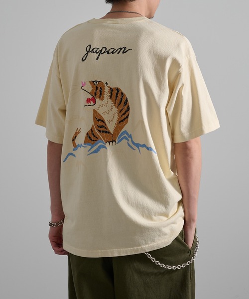 HOUSTON(ヒューストン)の「【HOUSTON】PIGMENT U.S.COTTON PRINT TEE(TIGER) 22395(Tシャツ/カットソー・メンズ・ナチュラル/ブラック・L/M)」の1枚目の写真