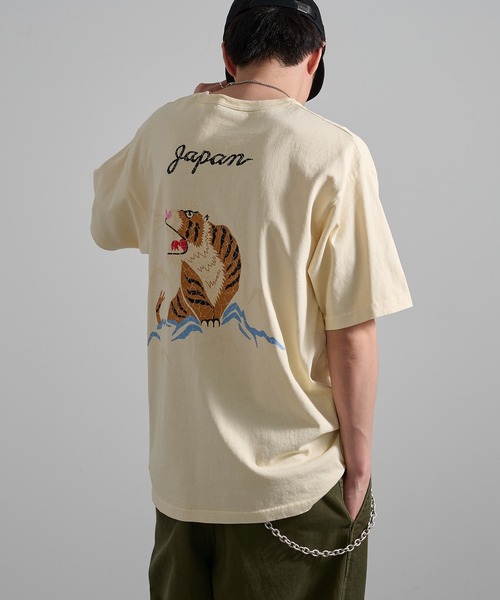 HOUSTON(ヒューストン)の「【HOUSTON】PIGMENT U.S.COTTON PRINT TEE(TIGER) 22395(Tシャツ/カットソー・メンズ・ナチュラル/ブラック・L/M)」の5枚目の写真