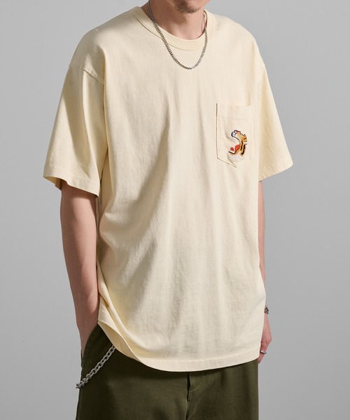 HOUSTON(ヒューストン)の「【HOUSTON】PIGMENT U.S.COTTON PRINT TEE(TIGER) 22395(Tシャツ/カットソー・メンズ・ナチュラル/ブラック・L/M)」の7枚目の写真