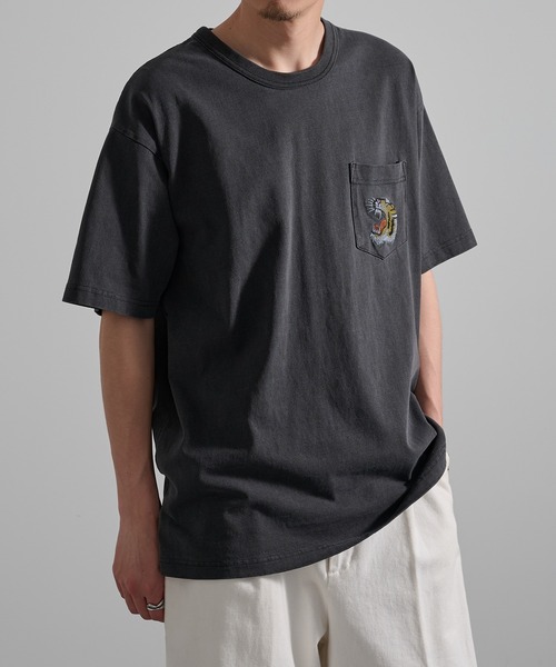 HOUSTON(ヒューストン)の「【HOUSTON】PIGMENT U.S.COTTON PRINT TEE(TIGER) 22395(Tシャツ/カットソー・メンズ・ナチュラル/ブラック・L/M)」の11枚目の写真