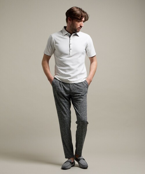 HIDEAWAYS NICOLE（ハイダウェイニコル）の「【HIDEAWAYS BLACK】バスケットリンクスジャガードポロシャツ（ポロシャツ・メンズ・ライトグレー/ホワイト/ネイビー/ブラック/ブルー・XL/L/M/XXL）」の8枚目の写真