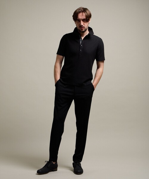 HIDEAWAYS NICOLE（ハイダウェイニコル）の「【HIDEAWAYS BLACK】バスケットリンクスジャガードポロシャツ（ポロシャツ・メンズ・ライトグレー/ホワイト/ネイビー/ブラック/ブルー・XL/L/M/XXL）」の10枚目の写真