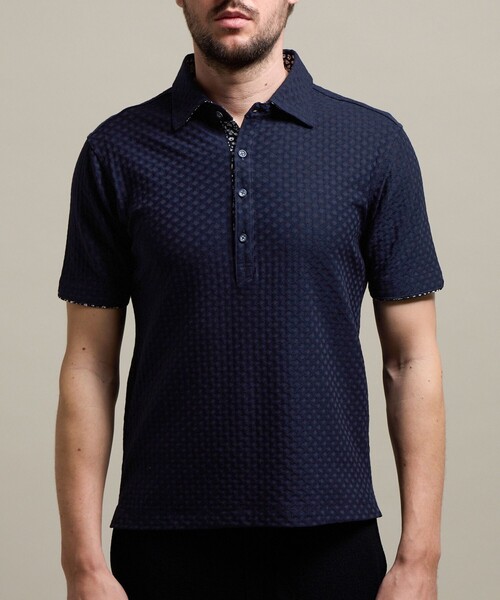 HIDEAWAYS NICOLE（ハイダウェイニコル）の「【HIDEAWAYS BLACK】バスケットリンクスジャガードポロシャツ（ポロシャツ・メンズ・ライトグレー/ホワイト/ネイビー/ブラック/ブルー・XL/L/M/XXL）」の14枚目の写真