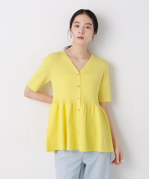 NANO universe(ナノユニバース)の「SUMMER VEIL KNIT ペプラムニットカーディガン(カーディガン/ボレロ・レディース・ブラック/ピンク/イエロー・FREE)」の19枚目の写真
