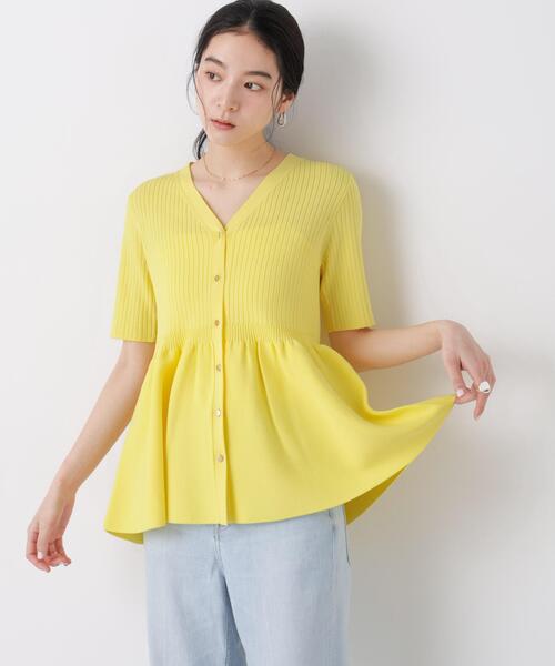 NANO universe(ナノユニバース)の「SUMMER VEIL KNIT ペプラムニットカーディガン(カーディガン/ボレロ・レディース・ブラック/ピンク/イエロー・FREE)」の18枚目の写真