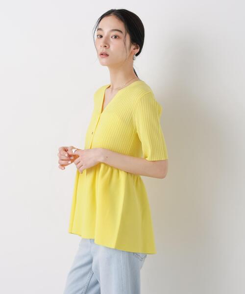 NANO universe(ナノユニバース)の「SUMMER VEIL KNIT ペプラムニットカーディガン(カーディガン/ボレロ・レディース・ブラック/ピンク/イエロー・FREE)」の17枚目の写真