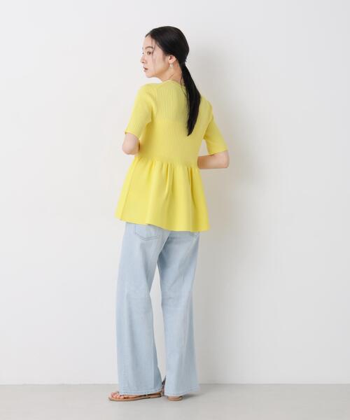 NANO universe(ナノユニバース)の「SUMMER VEIL KNIT ペプラムニットカーディガン(カーディガン/ボレロ・レディース・ブラック/ピンク/イエロー・FREE)」の15枚目の写真