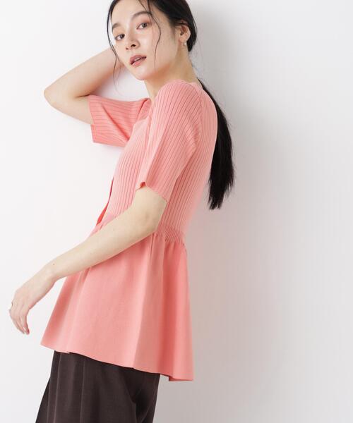 NANO universe(ナノユニバース)の「SUMMER VEIL KNIT ペプラムニットカーディガン(カーディガン/ボレロ・レディース・ブラック/ピンク/イエロー・FREE)」の10枚目の写真