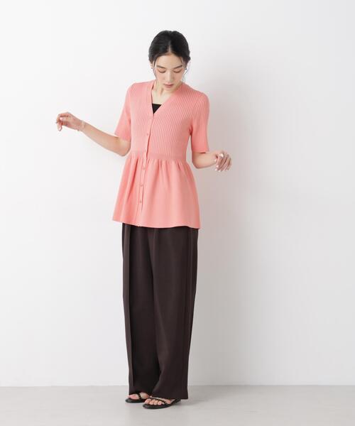 NANO universe(ナノユニバース)の「SUMMER VEIL KNIT ペプラムニットカーディガン(カーディガン/ボレロ・レディース・ブラック/ピンク/イエロー・FREE)」の8枚目の写真