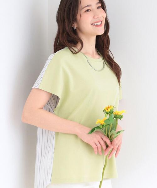 SHOO・LA・RUE（シューラルー）の「【体型カバー/S-LL】インせず着られる 前後素材切替Tシャツ（Tシャツ/カットソー・レディース・チャコールグレー/ホワイト系3/ブラック/ライトグリーン系2/ベビーピンク/ネイビー系2・02/01/04/03）」の4枚目の写真