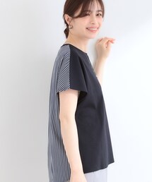 【体型カバー/S-LL】インせず着られる 前後素材切替Tシャツ