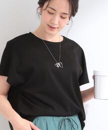 【体型カバー/S-LL】インせず着られる 前後素材切替Tシャツ