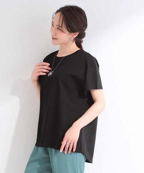 SHOO・LA・RUE（シューラルー）の「【体型カバー/S-LL】インせず着られる 前後素材切替Tシャツ（Tシャツ/カットソー・レディース・チャコールグレー/ホワイト系3/ブラック/ライトグリーン系2/ベビーピンク/ネイビー系2・02/01/04/03）」の7枚目の写真