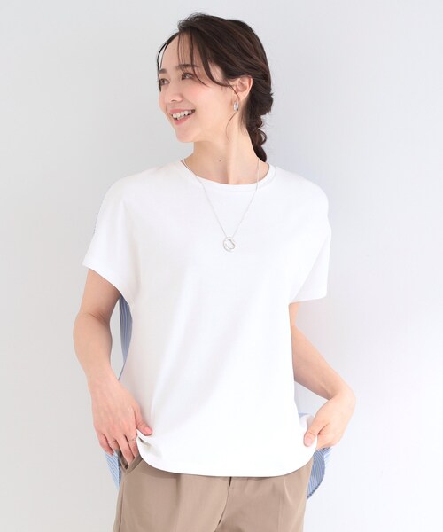 SHOO・LA・RUE（シューラルー）の「【体型カバー/S-LL】インせず着られる 前後素材切替Tシャツ（Tシャツ/カットソー・レディース・チャコールグレー/ホワイト系3/ブラック/ライトグリーン系2/ベビーピンク/ネイビー系2・02/01/04/03）」の11枚目の写真