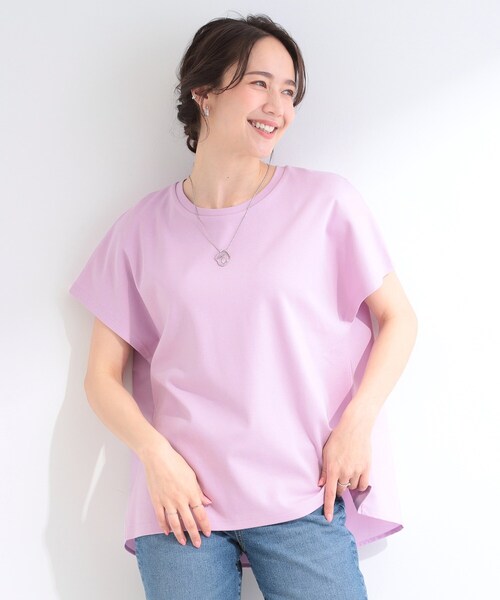 SHOO・LA・RUE（シューラルー）の「【体型カバー/S-LL】インせず着られる 前後素材切替Tシャツ（Tシャツ/カットソー・レディース・チャコールグレー/ホワイト系3/ブラック/ライトグリーン系2/ベビーピンク/ネイビー系2・02/01/04/03）」の21枚目の写真
