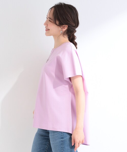 SHOO・LA・RUE（シューラルー）の「【体型カバー/S-LL】インせず着られる 前後素材切替Tシャツ（Tシャツ/カットソー・レディース・チャコールグレー/ホワイト系3/ブラック/ライトグリーン系2/ベビーピンク/ネイビー系2・02/01/04/03）」の22枚目の写真