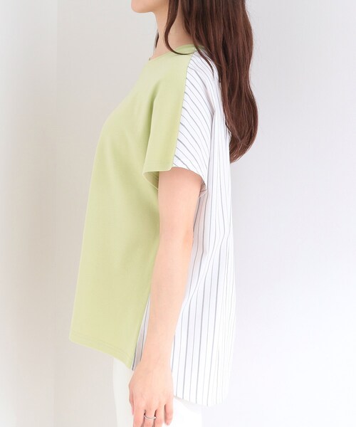 SHOO・LA・RUE（シューラルー）の「【体型カバー/S-LL】インせず着られる 前後素材切替Tシャツ（Tシャツ/カットソー・レディース・チャコールグレー/ホワイト系3/ブラック/ライトグリーン系2/ベビーピンク/ネイビー系2・02/01/04/03）」の17枚目の写真