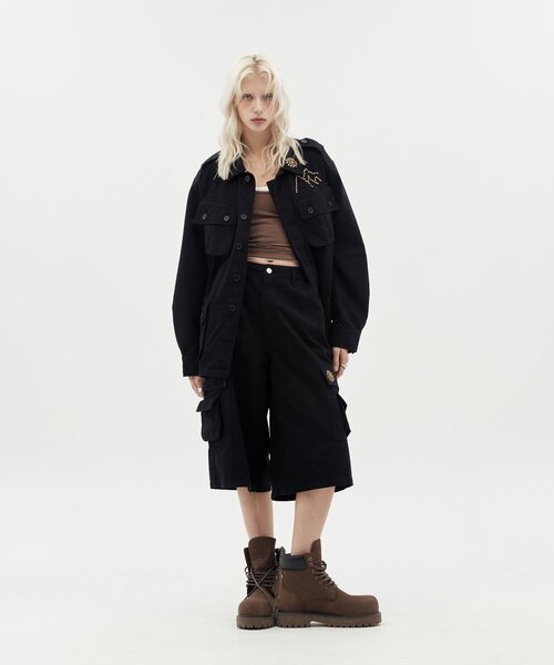 CIAOPANIC（チャオパニック）の「【DEFGARMENTS/デフガーメンツ】OX. CARGO SHORTS（その他パンツ・レディース・ブラック/ベージュ・LARGE/MEDIUM/SMALL）」の3枚目の写真