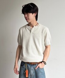 ヘンリー半袖ニットプルオーバー
