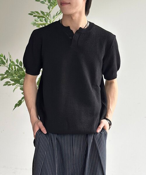 CPCM(シーピーシーエム)の「ヘンリー半袖ニットプルオーバー(ニット/セーター・メンズ・アイボリー/ブラック/ネイビー・FREE)」の20枚目の写真