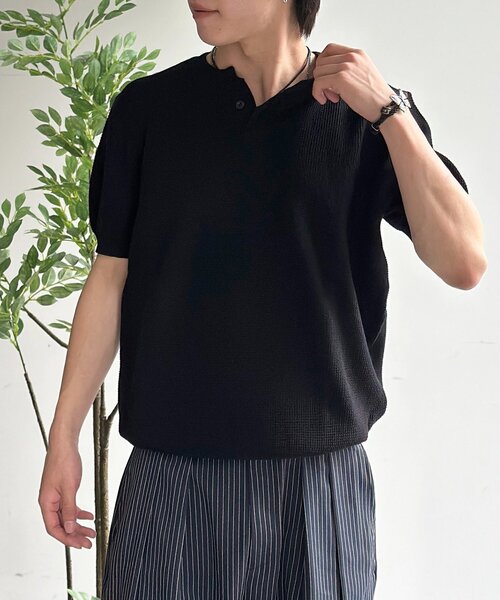CPCM(シーピーシーエム)の「ヘンリー半袖ニットプルオーバー(ニット/セーター・メンズ・アイボリー/ブラック/ネイビー・FREE)」の21枚目の写真