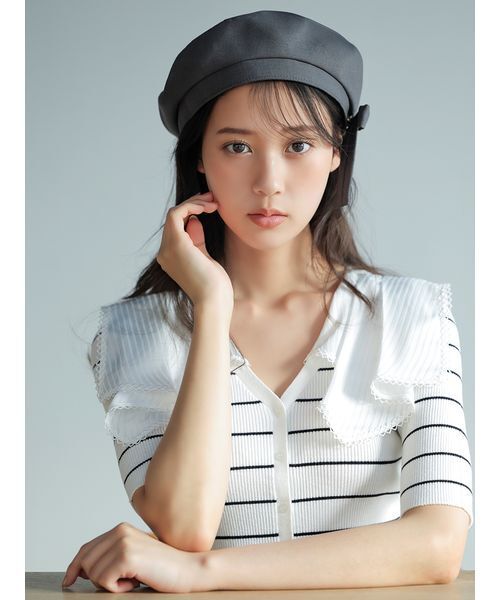 SNIDEL(スナイデル)の「2WAYリボンベレー(ハンチング/ベレー帽・レディース・グレー/アイボリー/ブラック・F)」の19枚目の写真