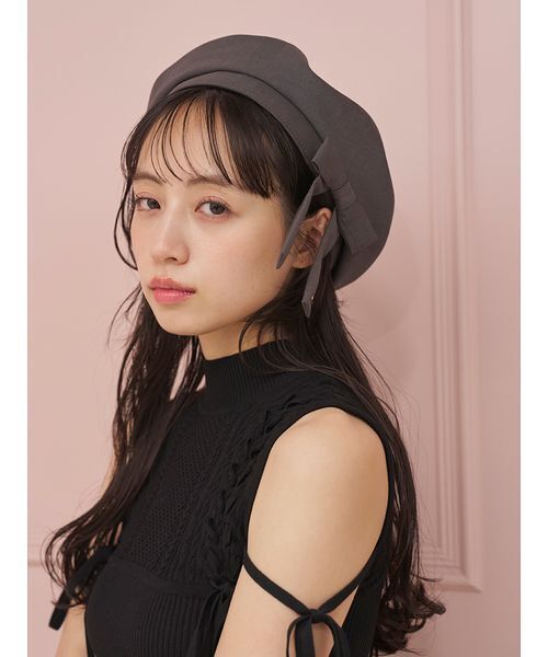 SNIDEL(スナイデル)の「2WAYリボンベレー(ハンチング/ベレー帽・レディース・グレー/アイボリー/ブラック・F)」の15枚目の写真