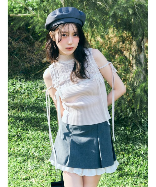 SNIDEL(スナイデル)の「2WAYリボンベレー(ハンチング/ベレー帽・レディース・グレー/アイボリー/ブラック・F)」の21枚目の写真
