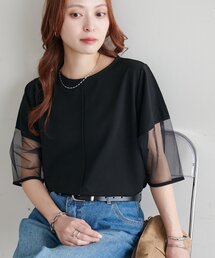 【WEB限定】袖シアーカットカルゼTシャツ