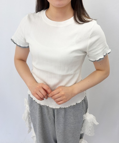 frunco(フランコ)の「【ZOZOTOWN限定】重ね着風メローリブTシャツ(Tシャツ/カットソー・レディース・ブラック/ホワイト/ブルー/グレー・FREE)」の2枚目の写真