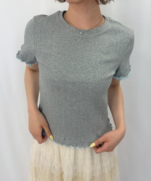 frunco(フランコ)の「【ZOZOTOWN限定】重ね着風メローリブTシャツ(Tシャツ/カットソー・レディース・ブラック/ホワイト/ブルー/グレー・FREE)」の13枚目の写真