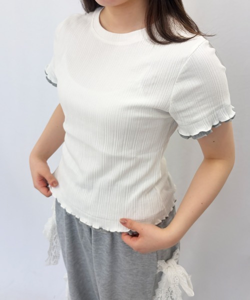 frunco(フランコ)の「【ZOZOTOWN限定】重ね着風メローリブTシャツ(Tシャツ/カットソー・レディース・ブラック/ホワイト/ブルー/グレー・FREE)」の11枚目の写真