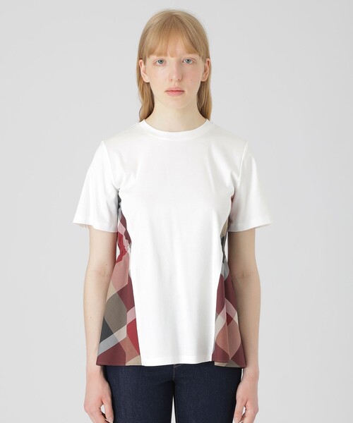 BLUE LABEL CRESTBRIDGE（ブルーレーベルクレストブリッジ）の「【一部店舗限定】サイドチェックスムースカットソー（Tシャツ/カットソー・レディース・ブラック/オフホワイト・40/38）」の4枚目の写真